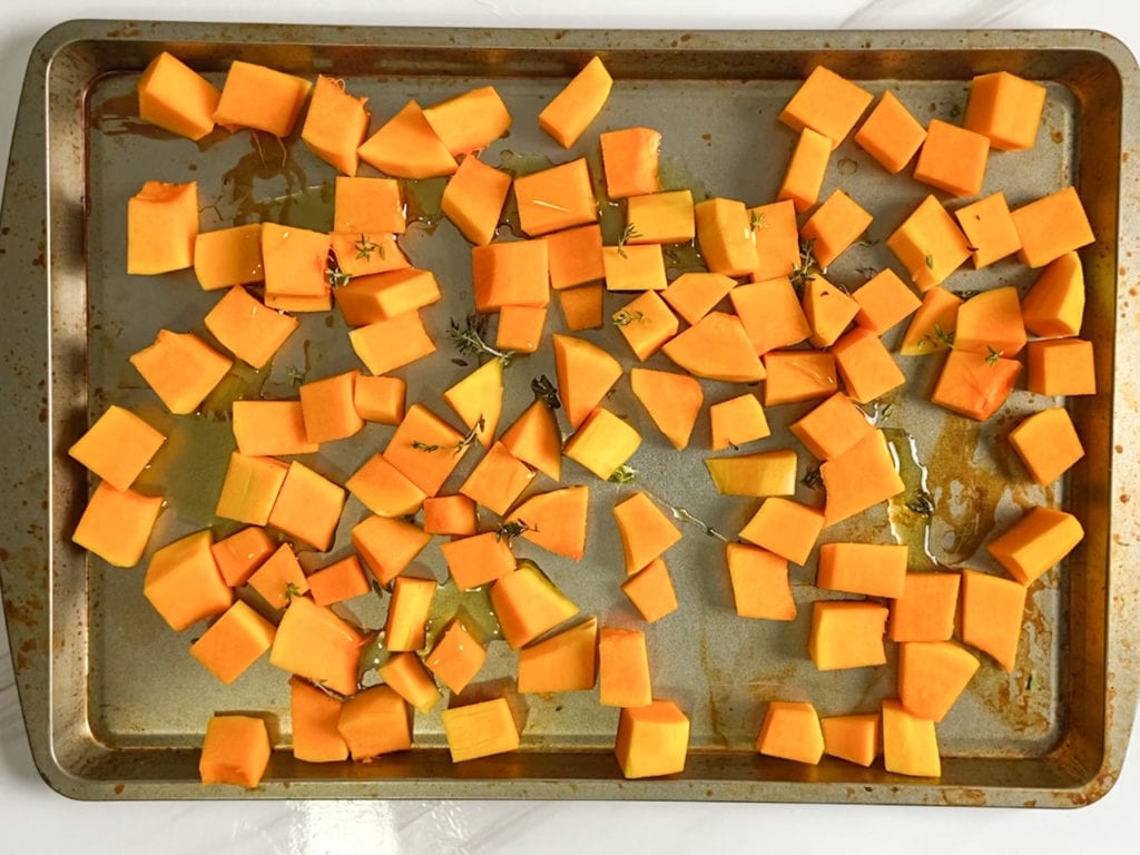 Roasted butternut squash baby food.