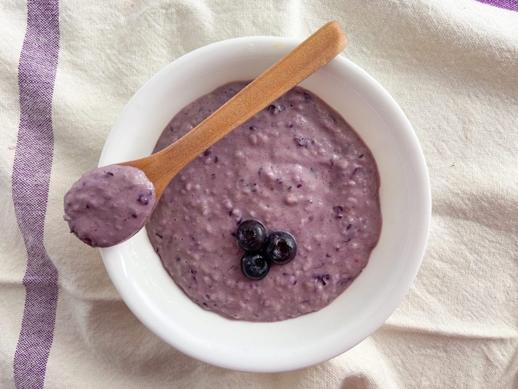 Blueberry + Almond Butter Oatmeal Baby Cereal