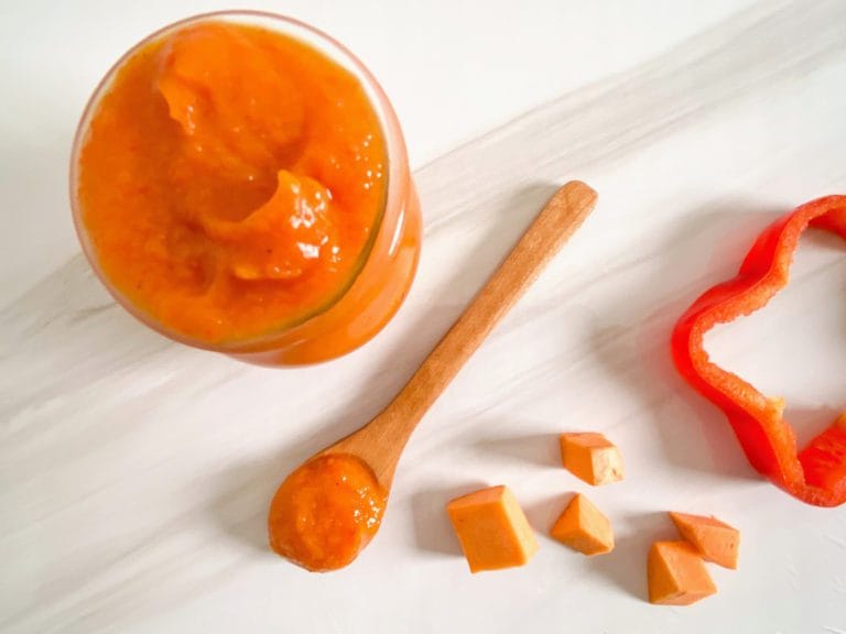 red pepper + sweet potato baby food