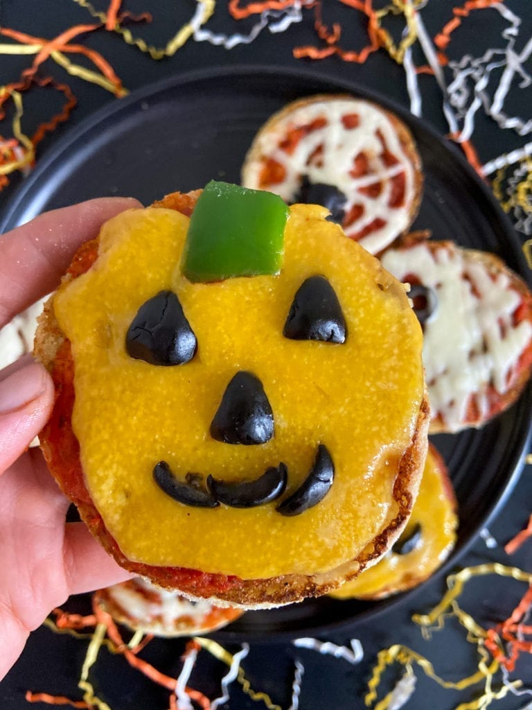 Jack-O-Lantern Spooky Pizzas