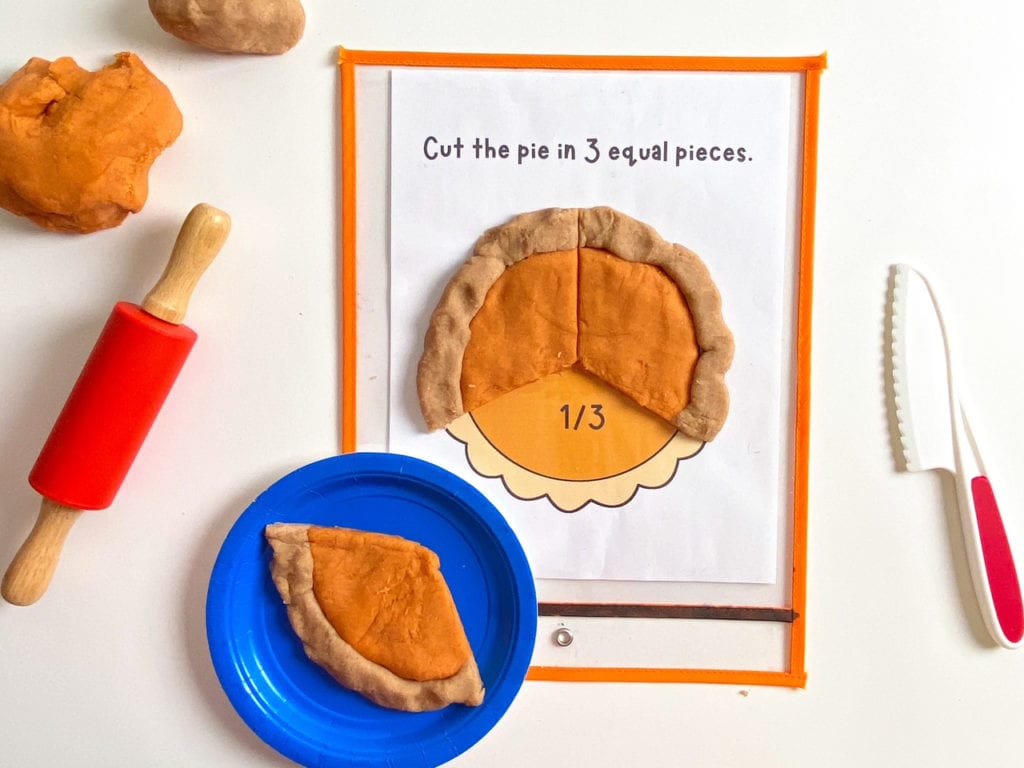 Learning Fractions with Pumpkin Pie Playdough