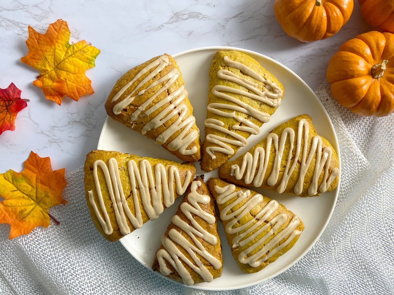 Pumpkin Scones with Brown Sugar Glaze