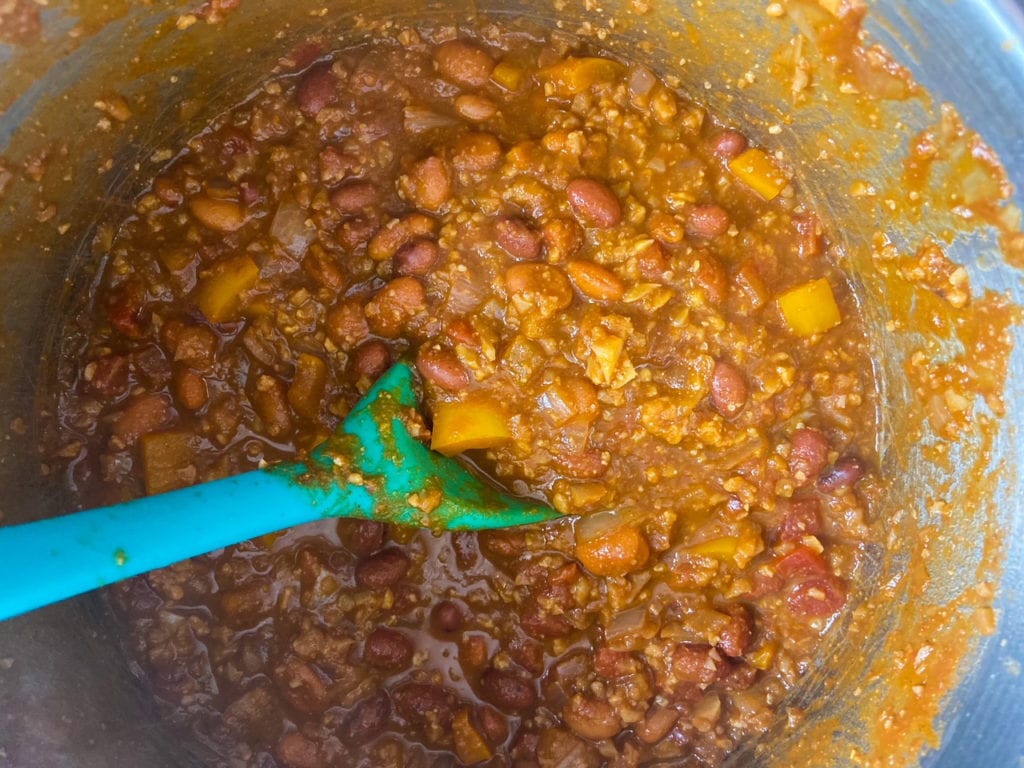 making vegan chili