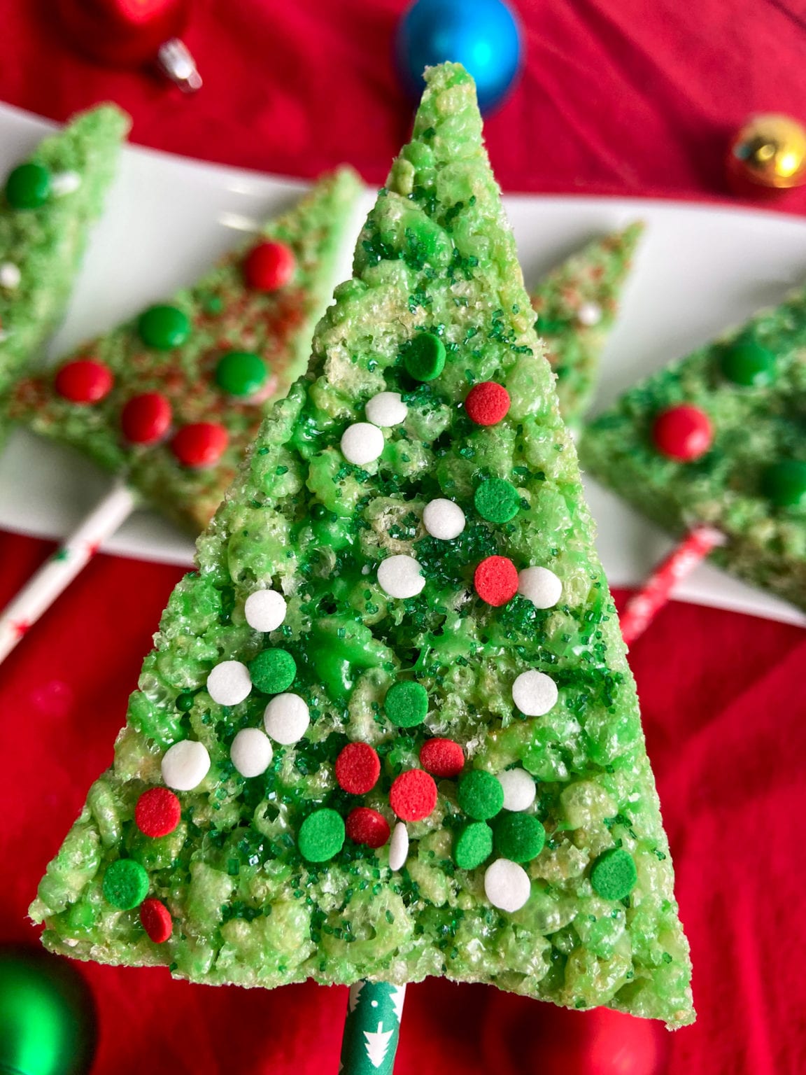 Christmas Tree Rice Krispies Treats - Raising Veggie Lovers