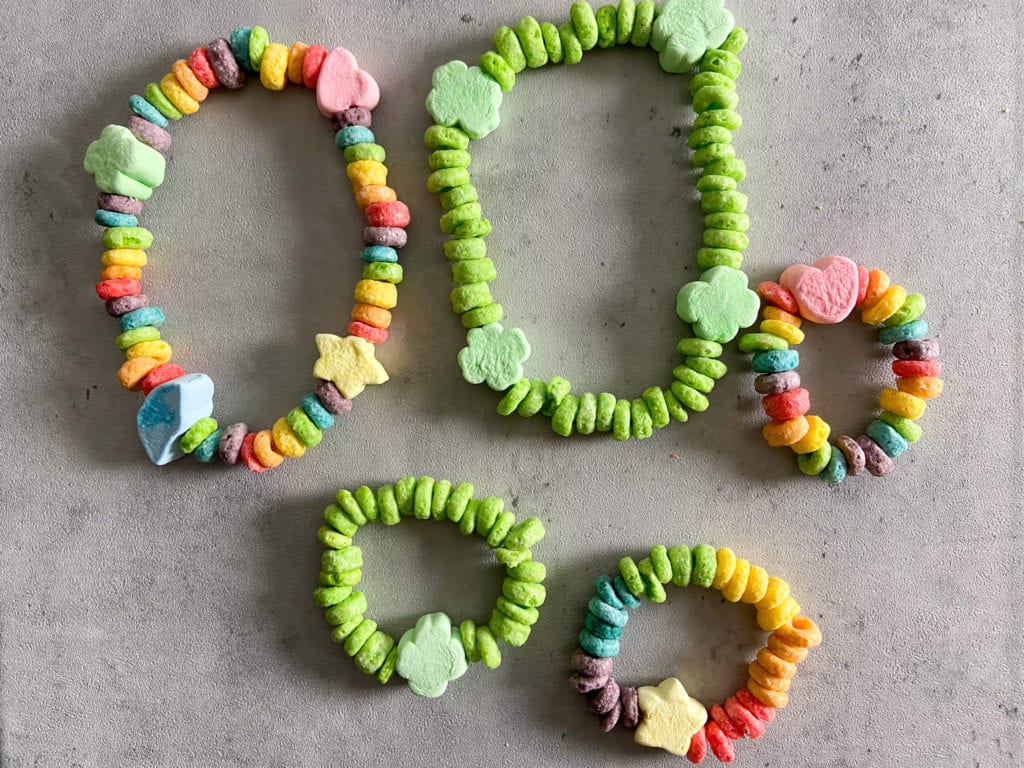 Rainbow Cereal Bracelets for St Patrick's Day