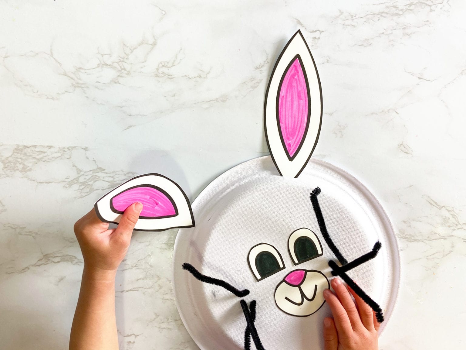 Paper Plate Bunny Kids Craft with Free Template Raising Veggie Lovers