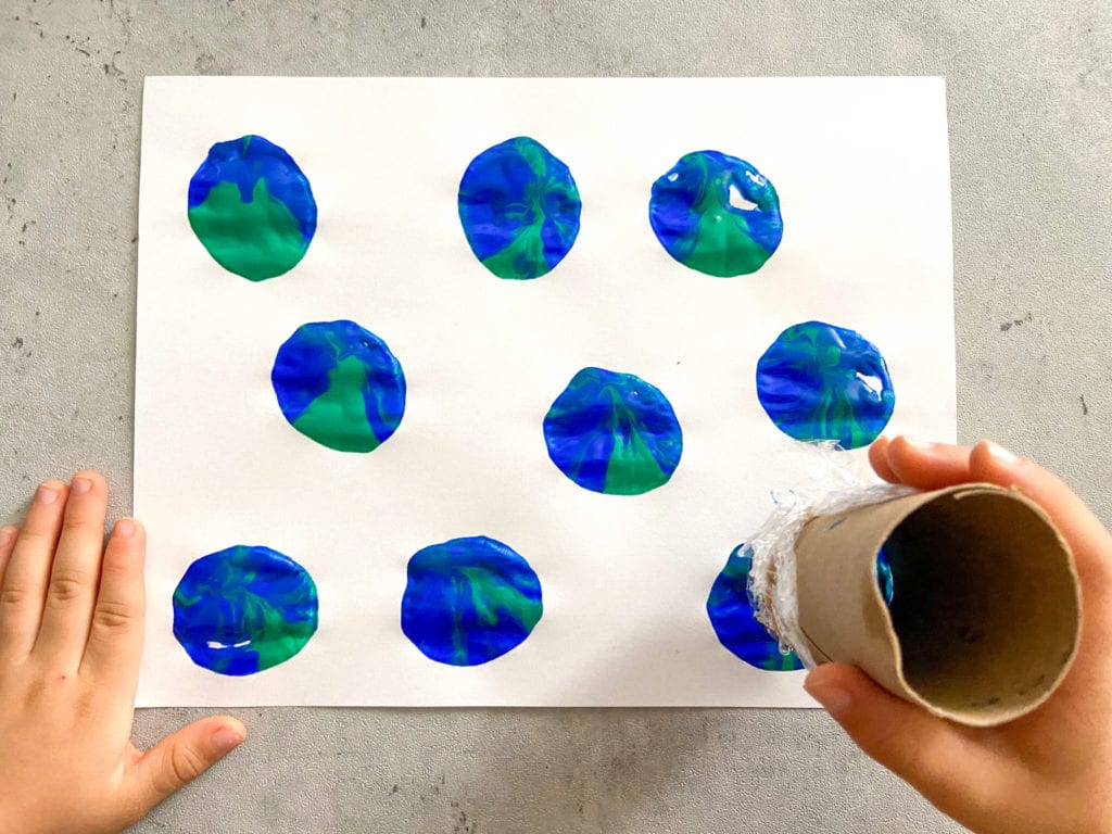 Earth Stamping with Toilet Paper Rolls for Earth Day