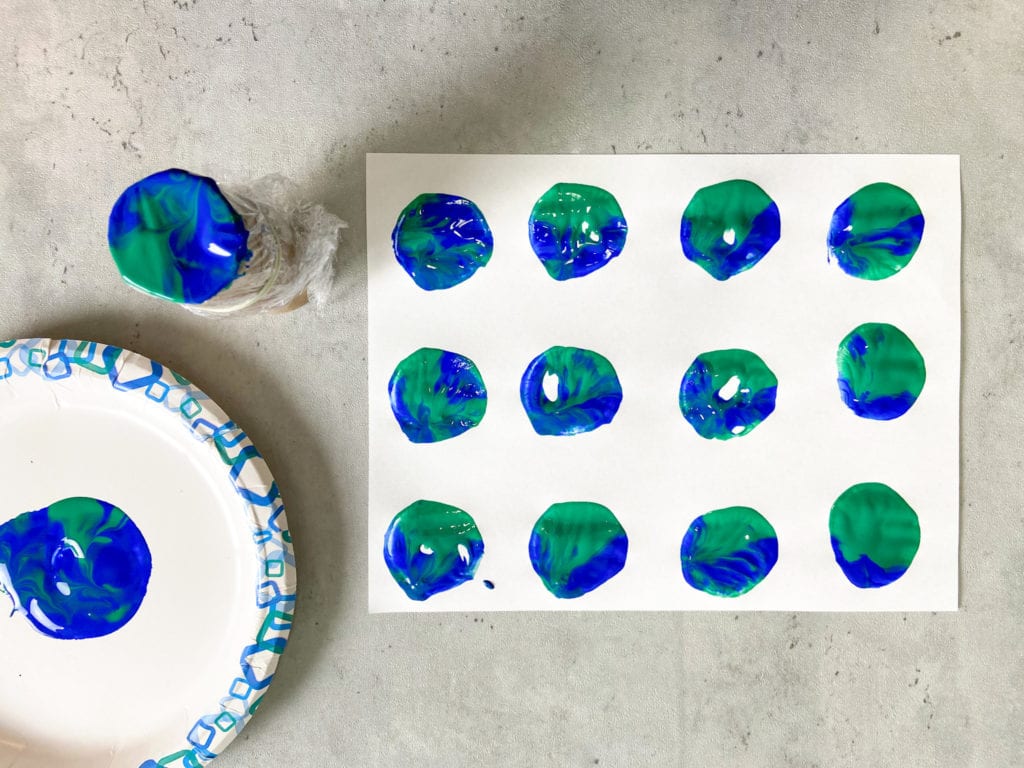 Earth Stamping with Toilet Paper Rolls for Earth Day
