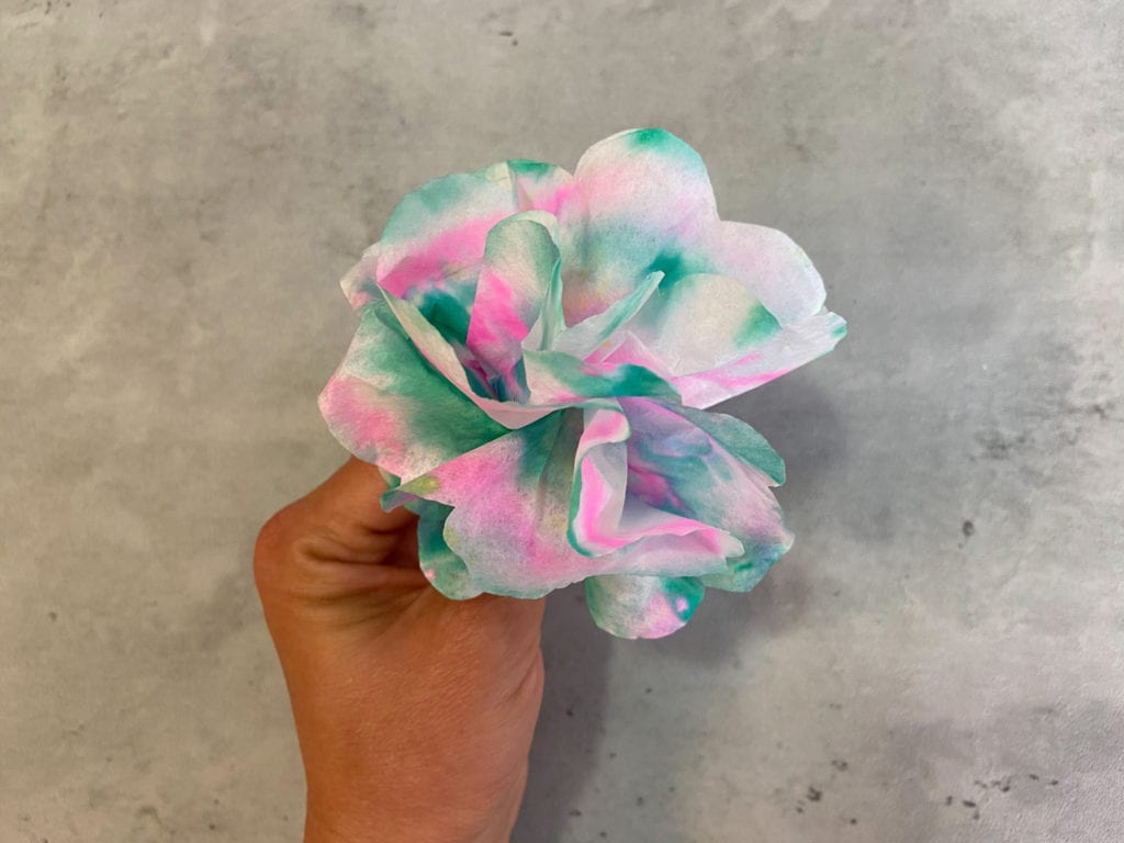 coffee filter flowers craft for Mother's Day