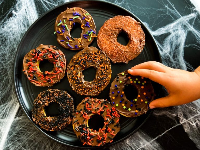 Halloween Apple Donuts - Healthy Kids Snack