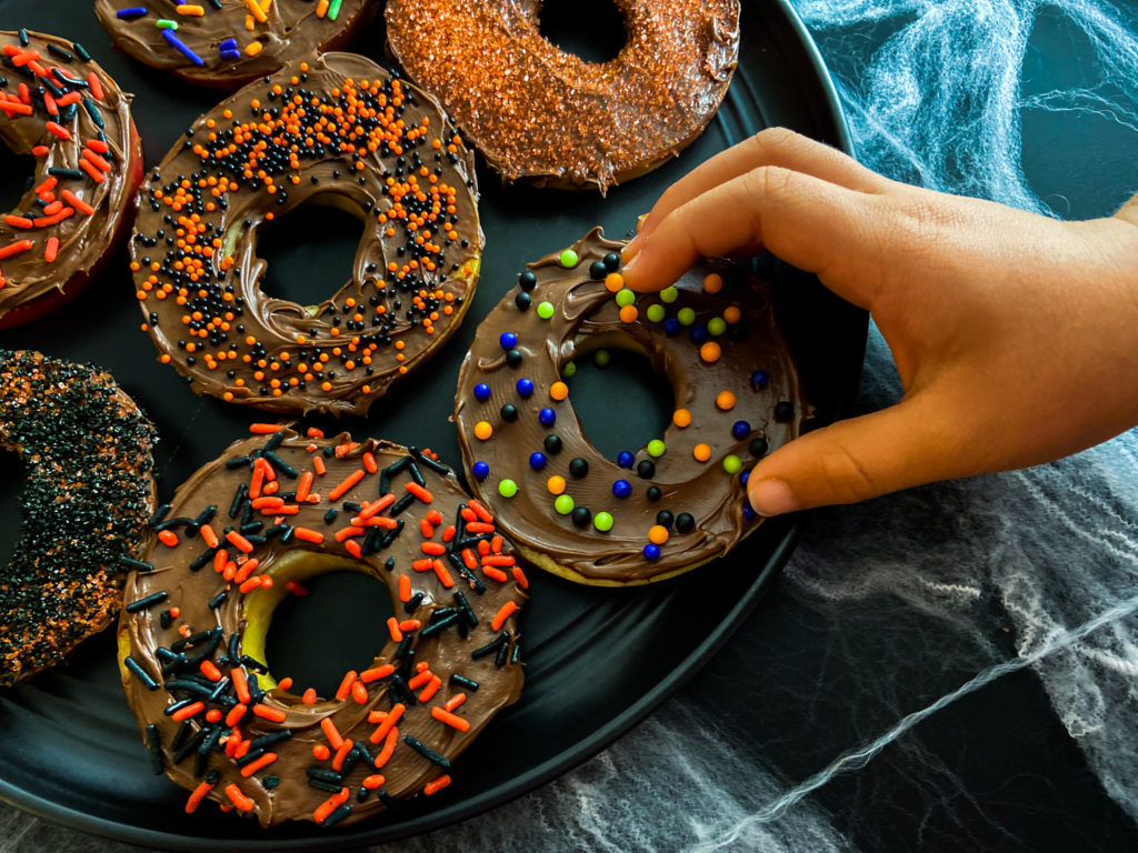Halloween Apple Donuts - Healthy Kids Snack