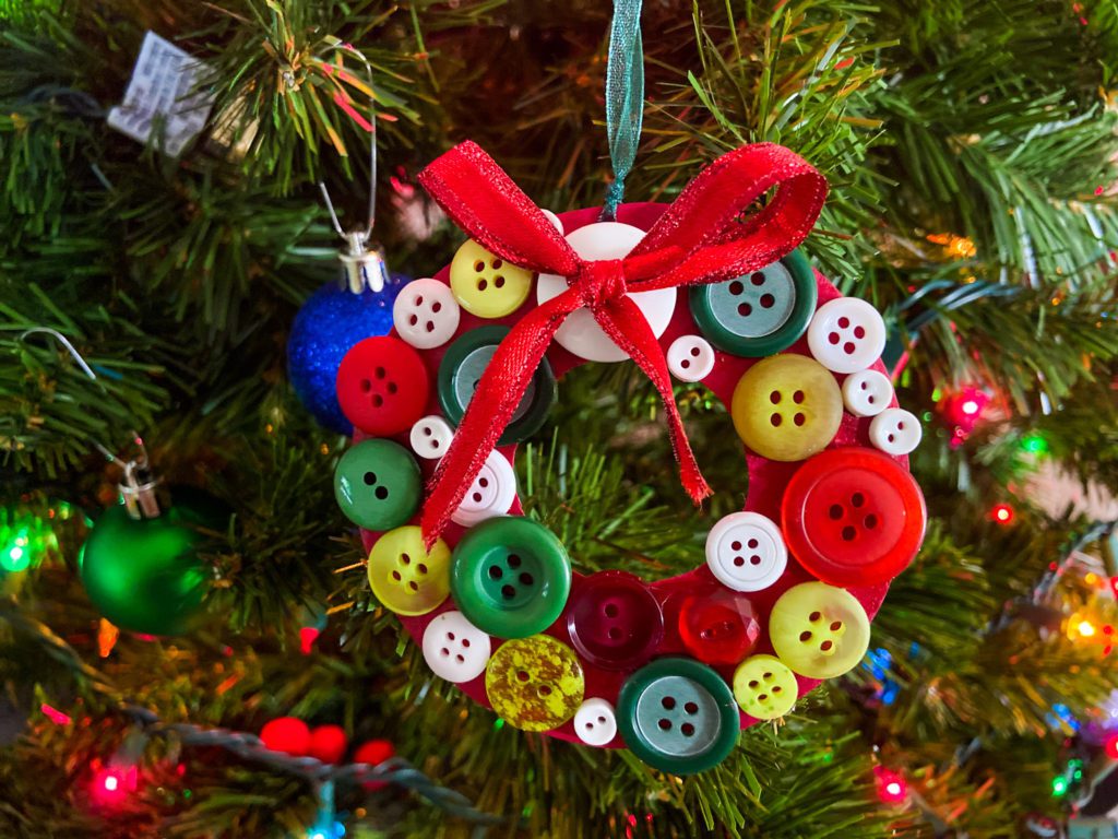Button Wreath Christmas Ornament
