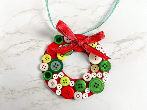 Button Wreath Christmas Ornament - Cute Kids Craft + Video - Raising ...