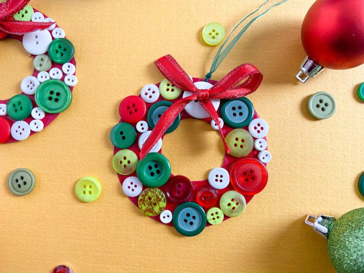 Button Wreath Christmas Ornament - Cute Kids Craft + Video - Raising ...