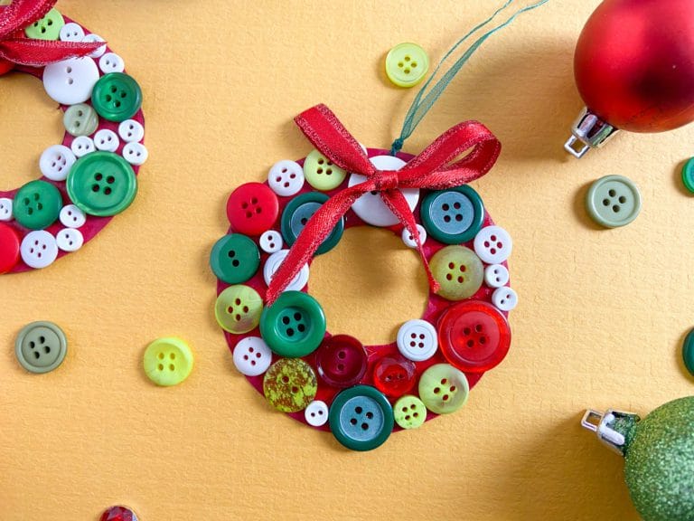 Button Wreath Christmas Ornament