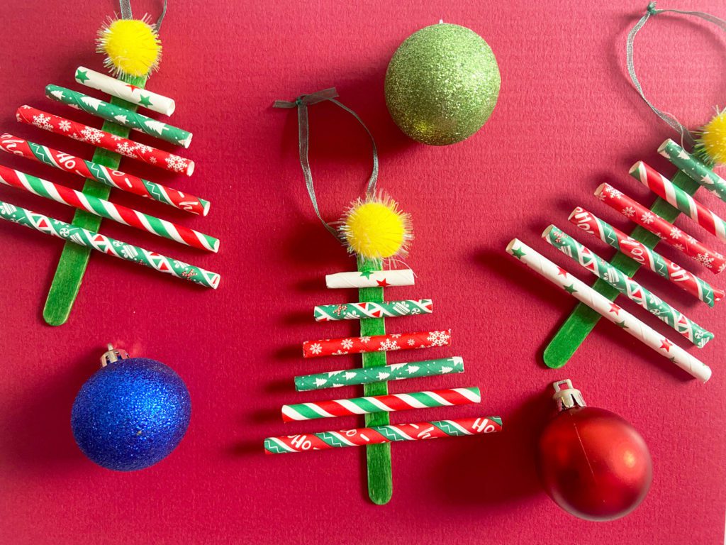 Cute And Easy Paper Straw Christmas Tree Ornaments Kids Craft ...