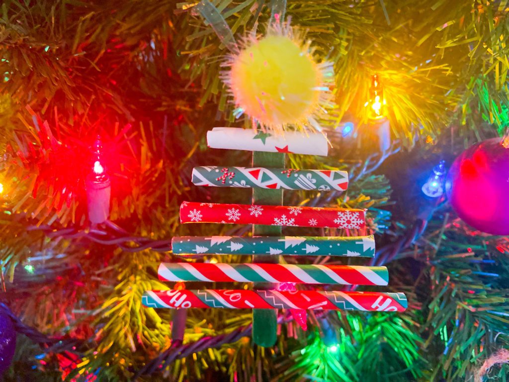 Kids Decorative Paper Straw Christmas Tree Ornaments