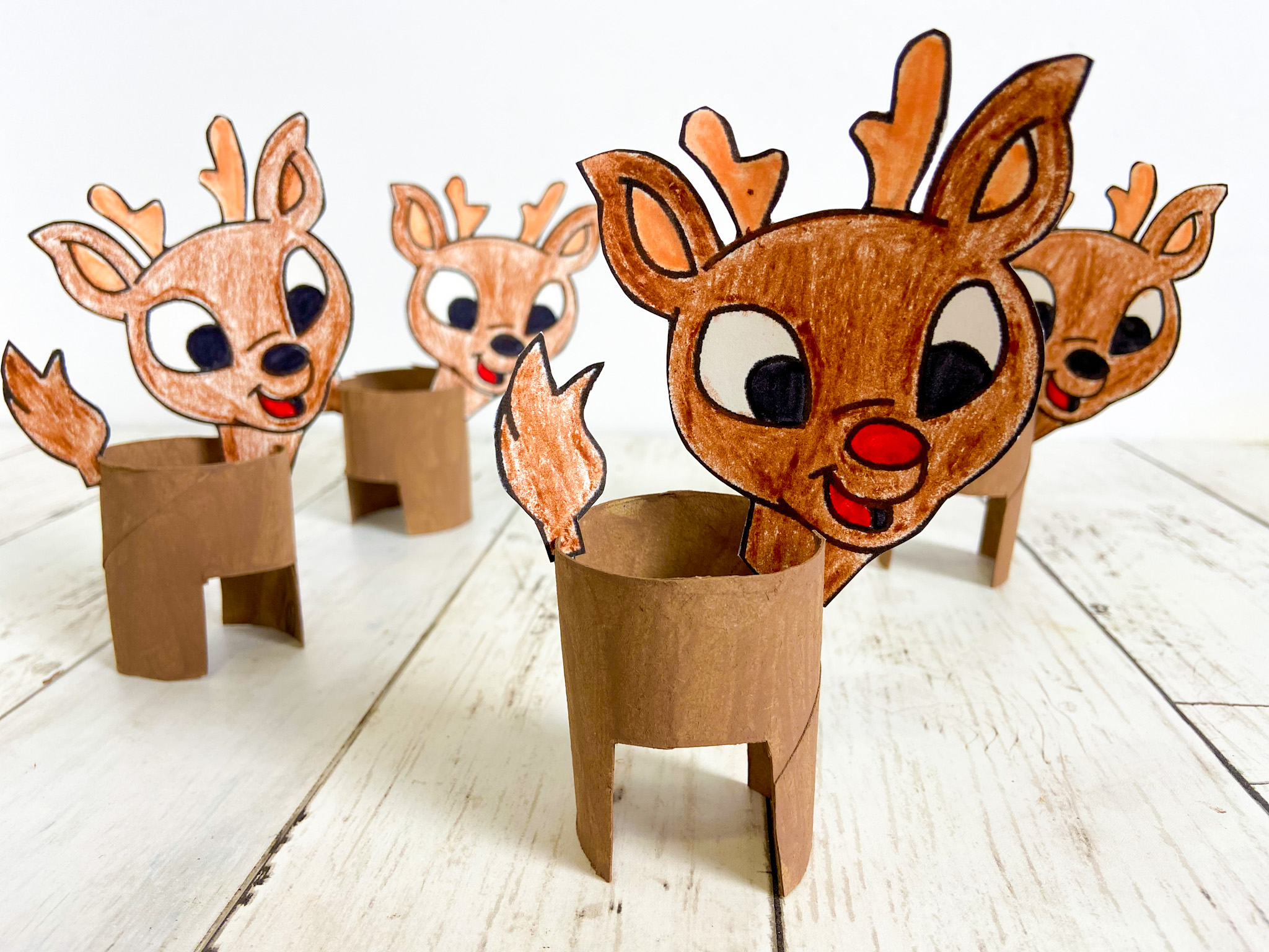 Reindeer toilet paper roll craft Printable Christmas Winter Coloring  Activity