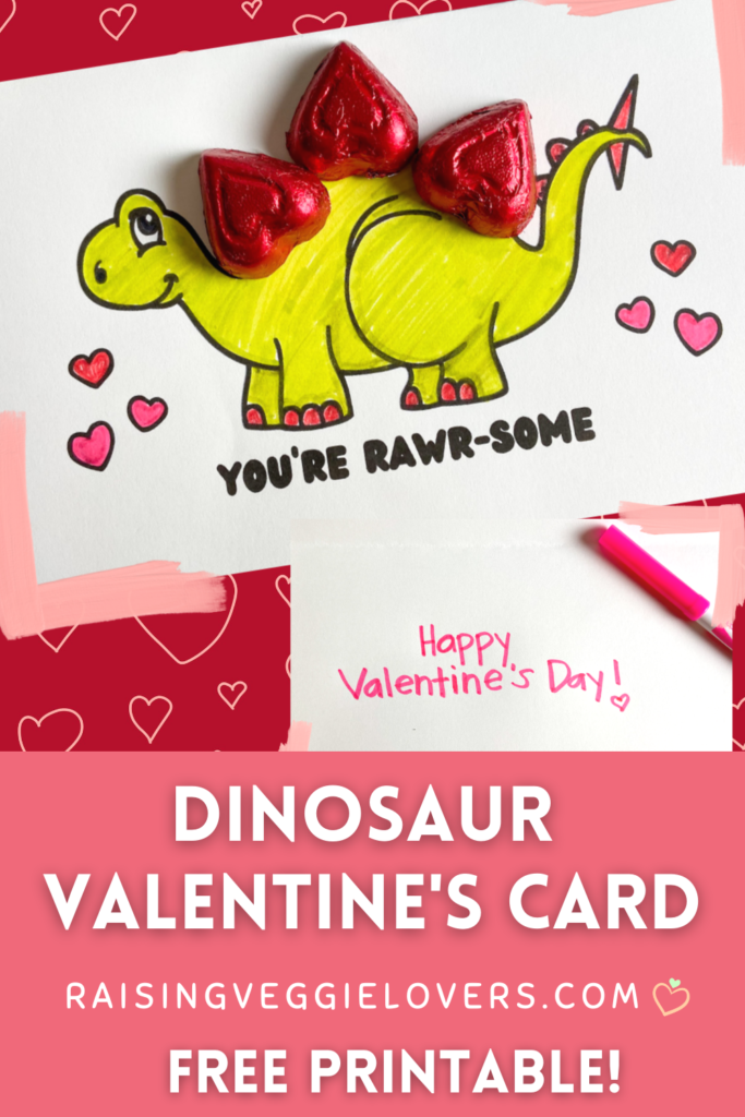 Dinosaur Valentine's Day Card Pin