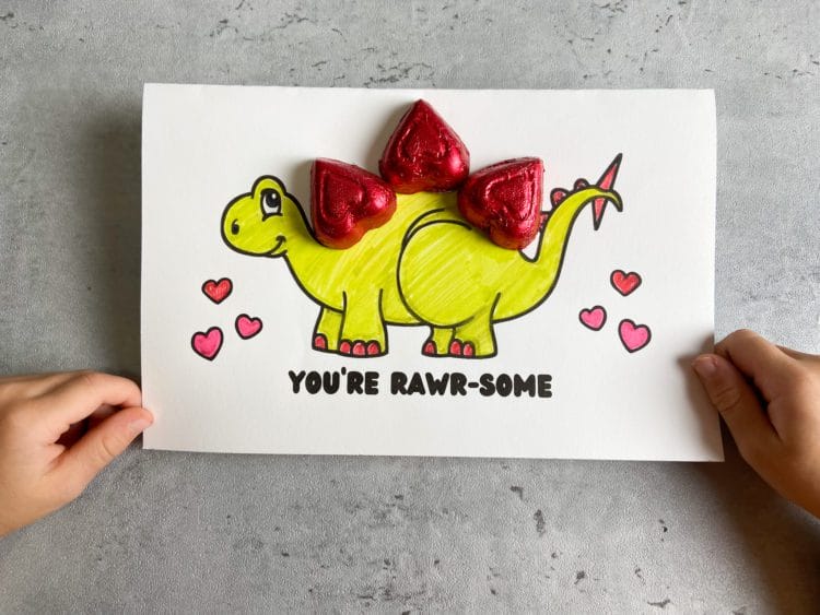 Dinosaur Valentine's Day Card Craft + Free Printable - Raising Veggie ...