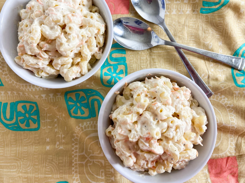 Hawaiian Style Macaroni Salad (vegan option)