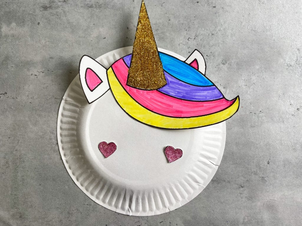 unicorn paper plate kids craft