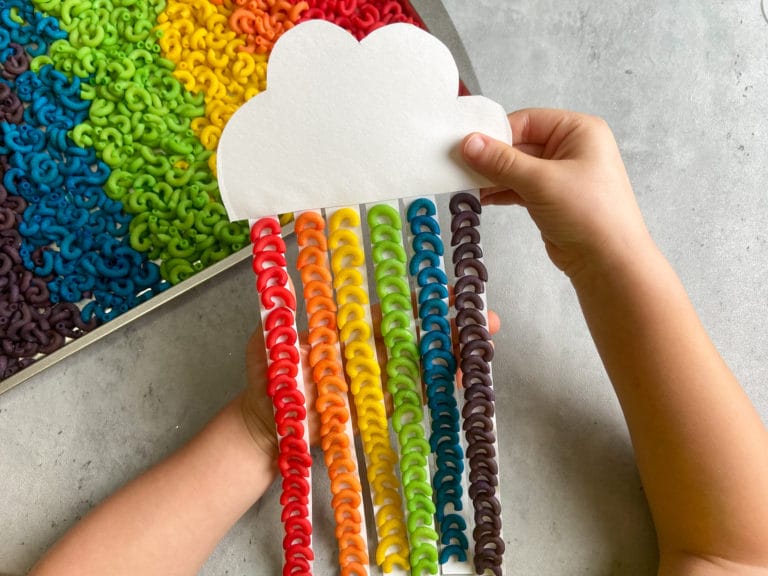 macaroni rainbow cloud kids craft