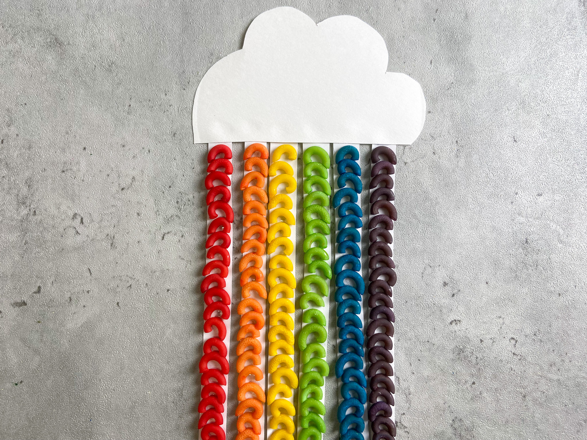 macaroni rainbow cloud kids craft