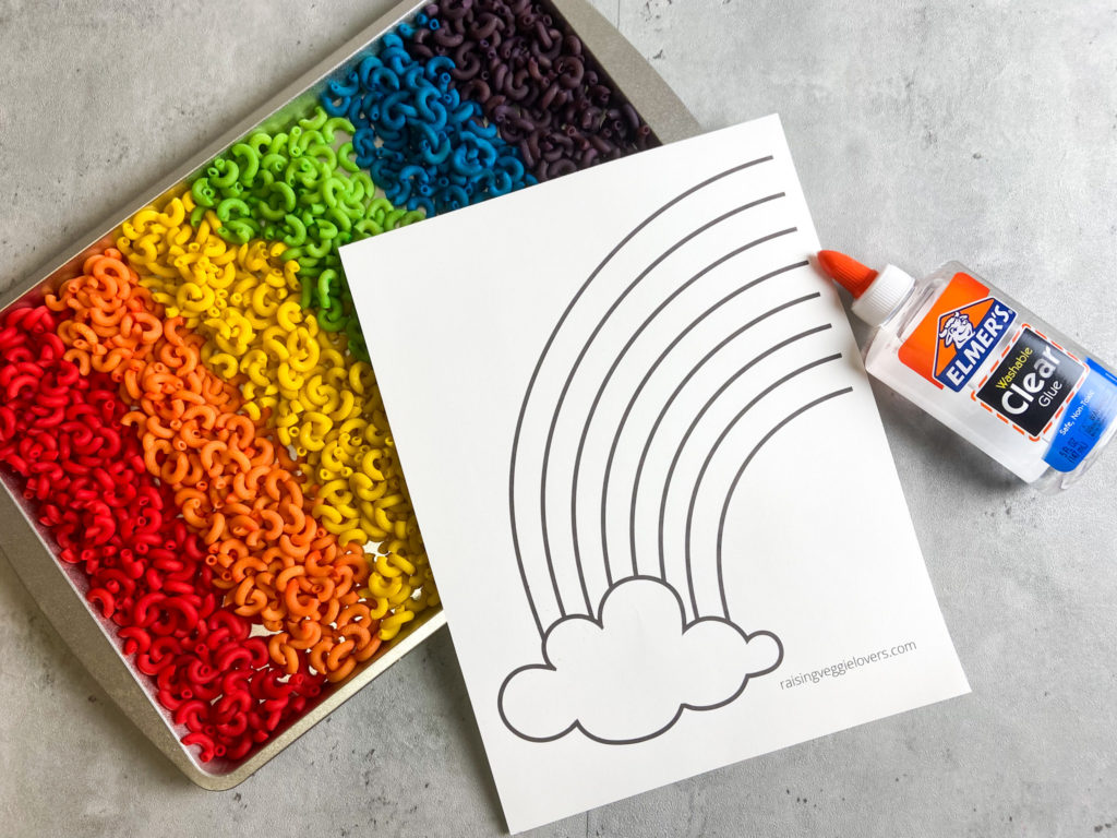 rainbow macaroni craft + free printable