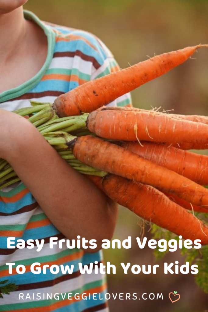 easy fruit and veggies to grow with your kids pin