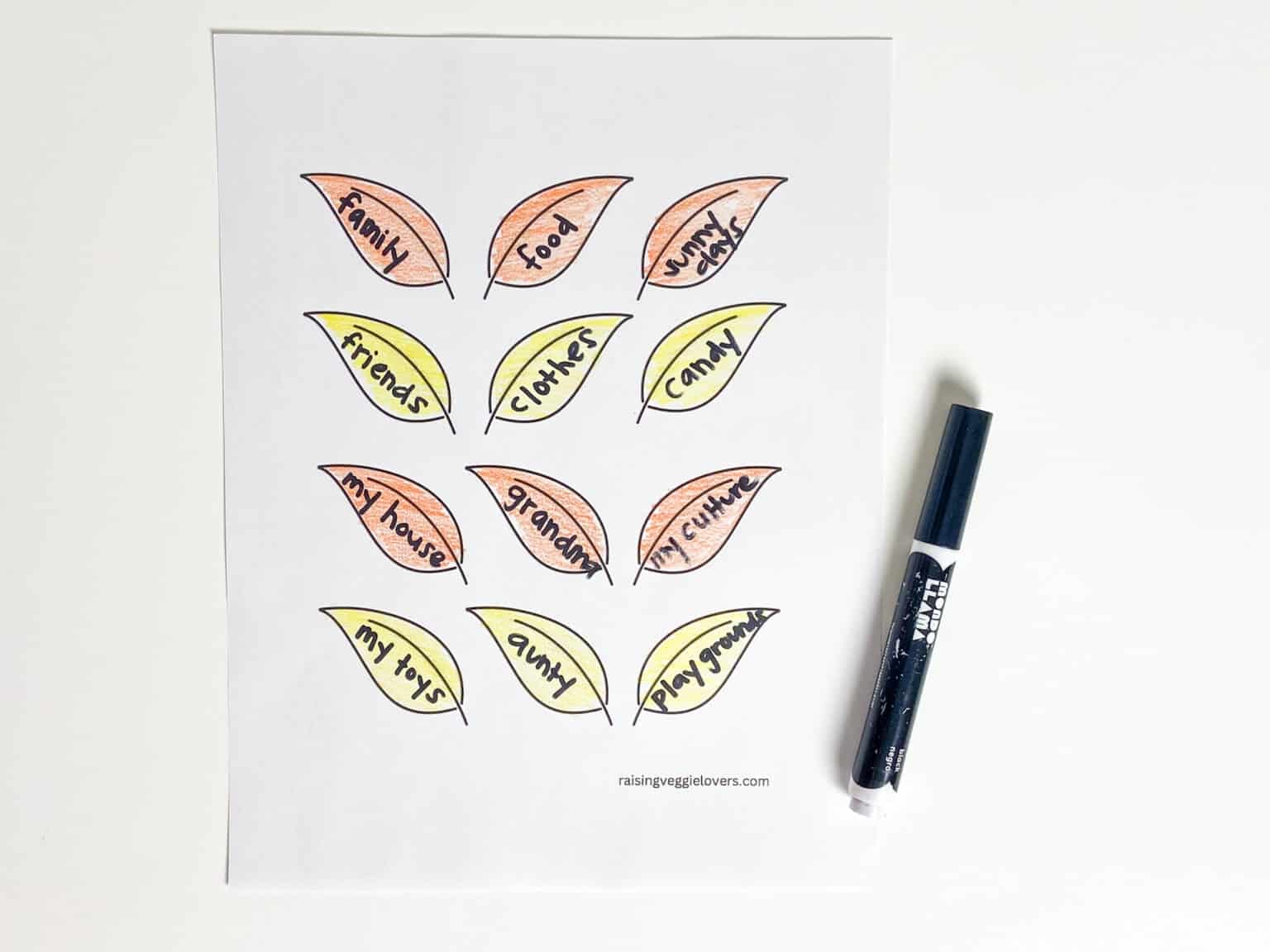 Tree Thanks Tree Of Thanks Kids Activity + Free Printable - Raising Veggie Lovers