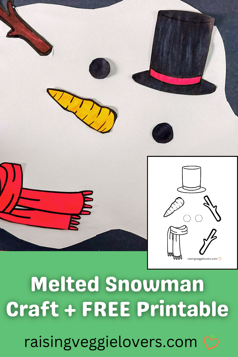 Melted Snowman Craft with Free Printable - Raising Veggie Lovers