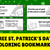 Free St. Patrick's Day Coloring Bookmarks Banner