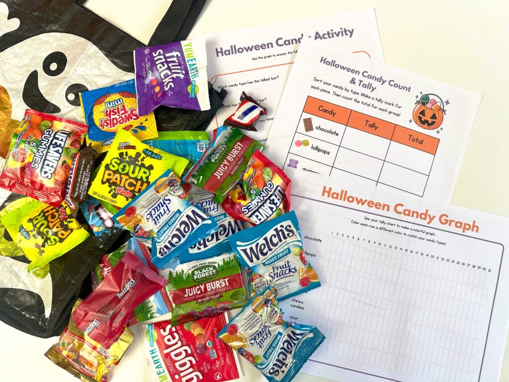 Free math printables for Halloween candy