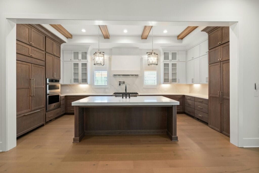 Modern Kitchen with Wooden Cabinets and Island