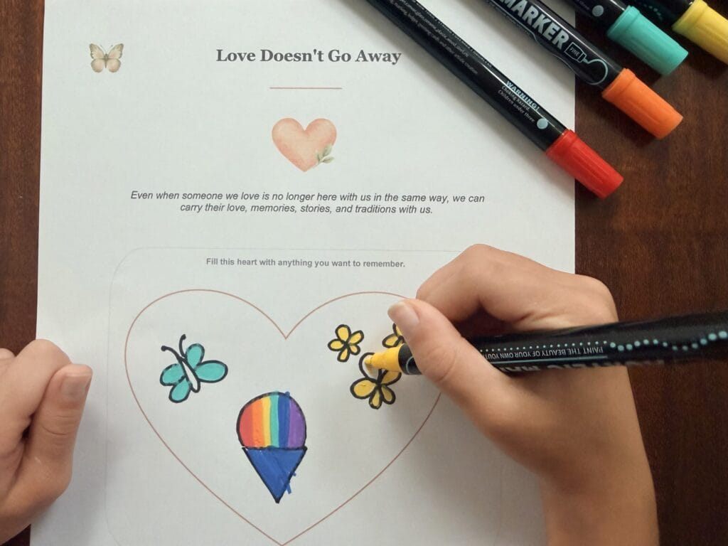 Child doing grief book
