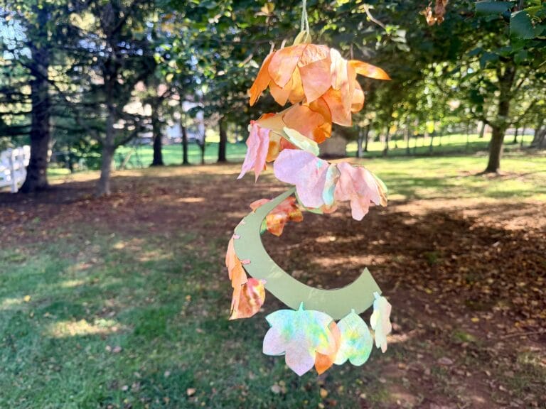 Fall Leaves Spinner Craft hanging outside